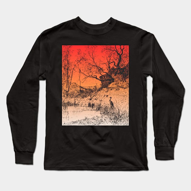 Sunset Over Forest Swamp Long Sleeve T-Shirt by SkyisBright